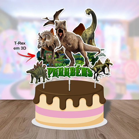 Arquivo de Corte Topo de Bolo Dino Dinossauro 98