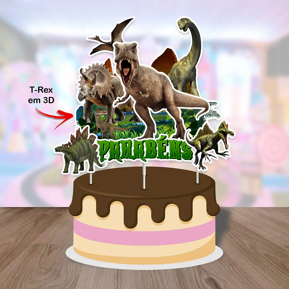 Arquivo de Corte Topo de Bolo Dino Dinossauro 98 1