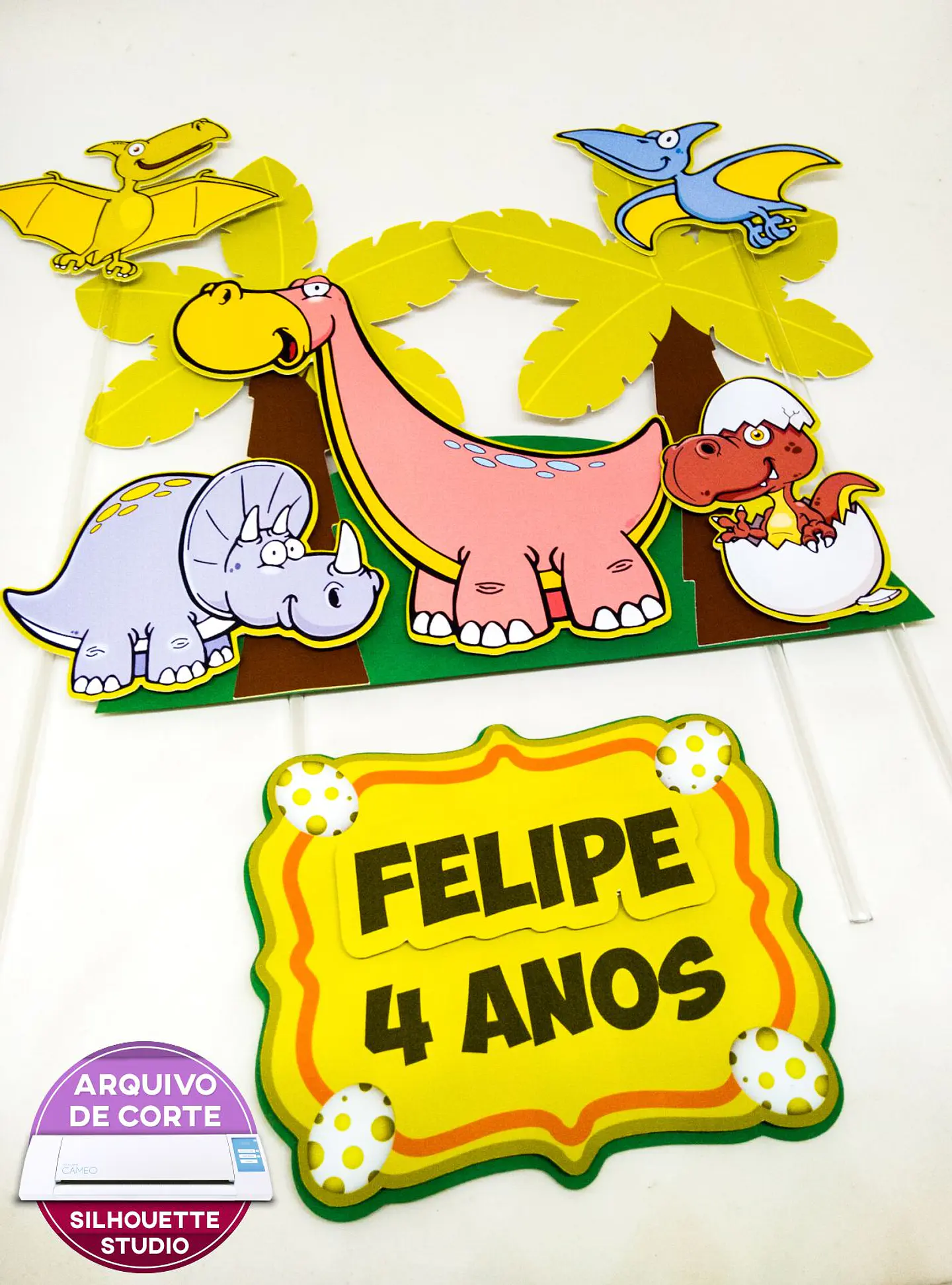 Arquivo de Corte Topo de Bolo Dino Dinossauro 100 1