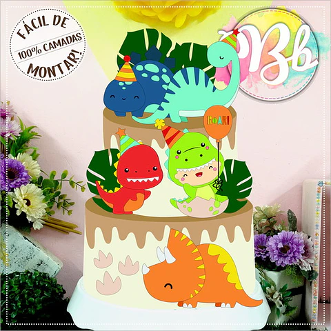 Arquivo de Corte Topo de Bolo Dino Dinossauro 95