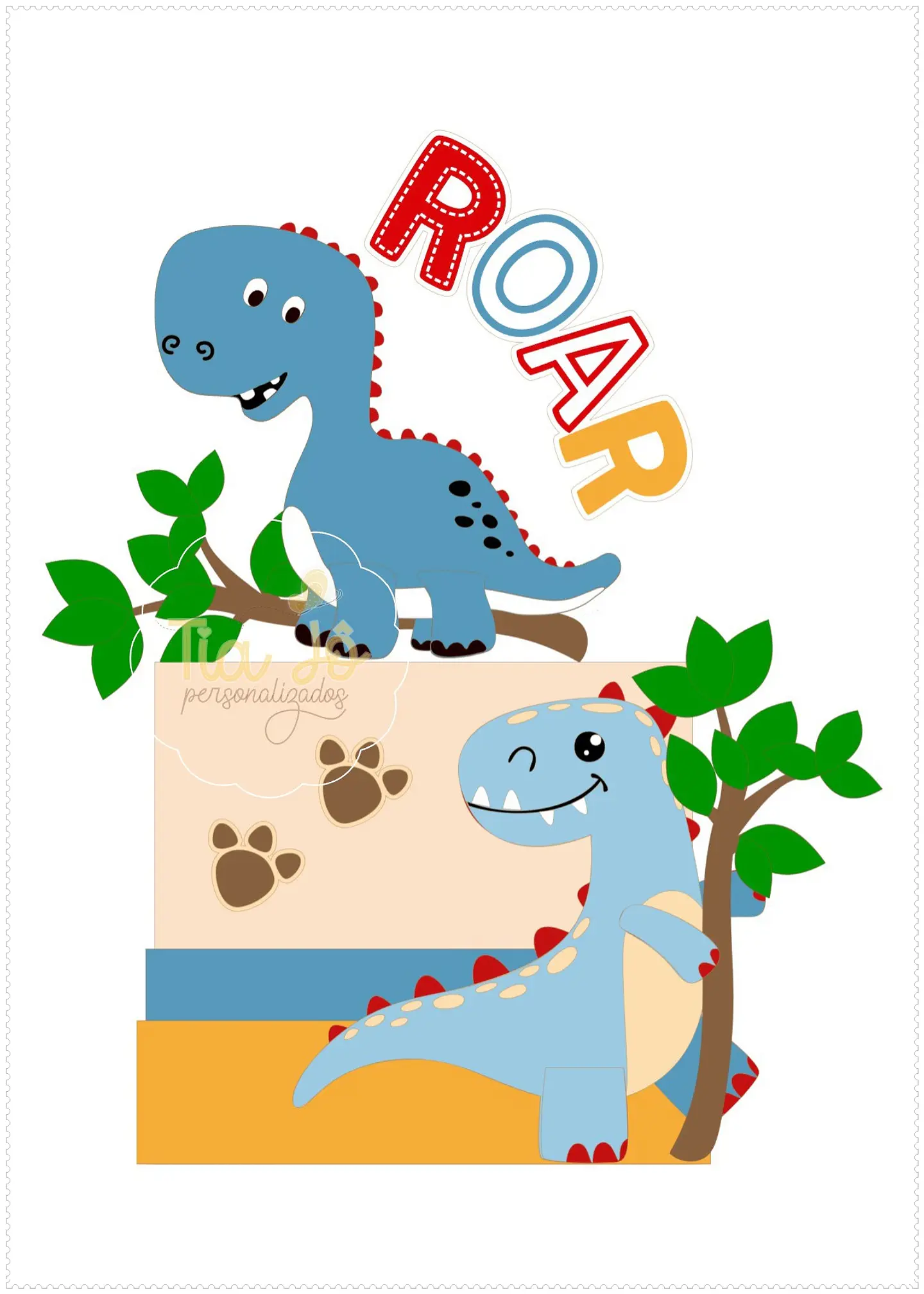 Arquivo de Corte Topo de Bolo Dino Dinossauro 82 1