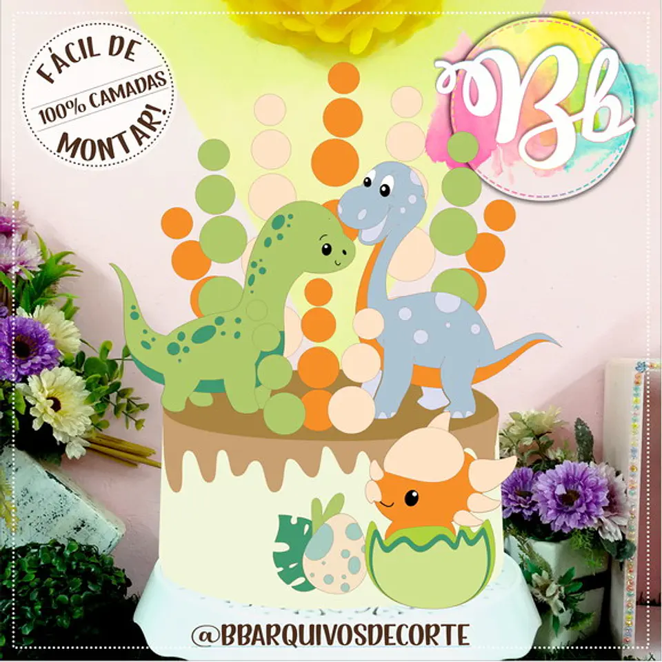 Arquivo de Corte Topo de Bolo Dino Dinossauro 102 1