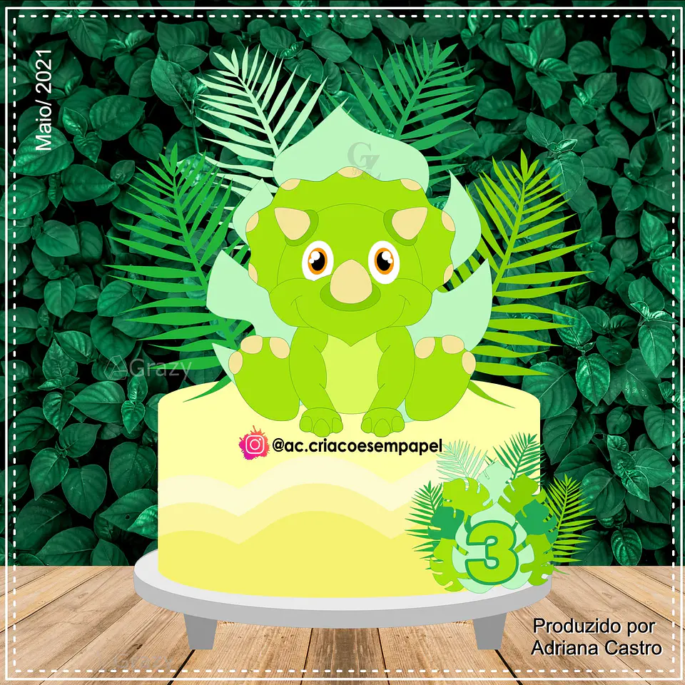Arquivo de Corte Topo de Bolo Dino Dinossauro 71 1