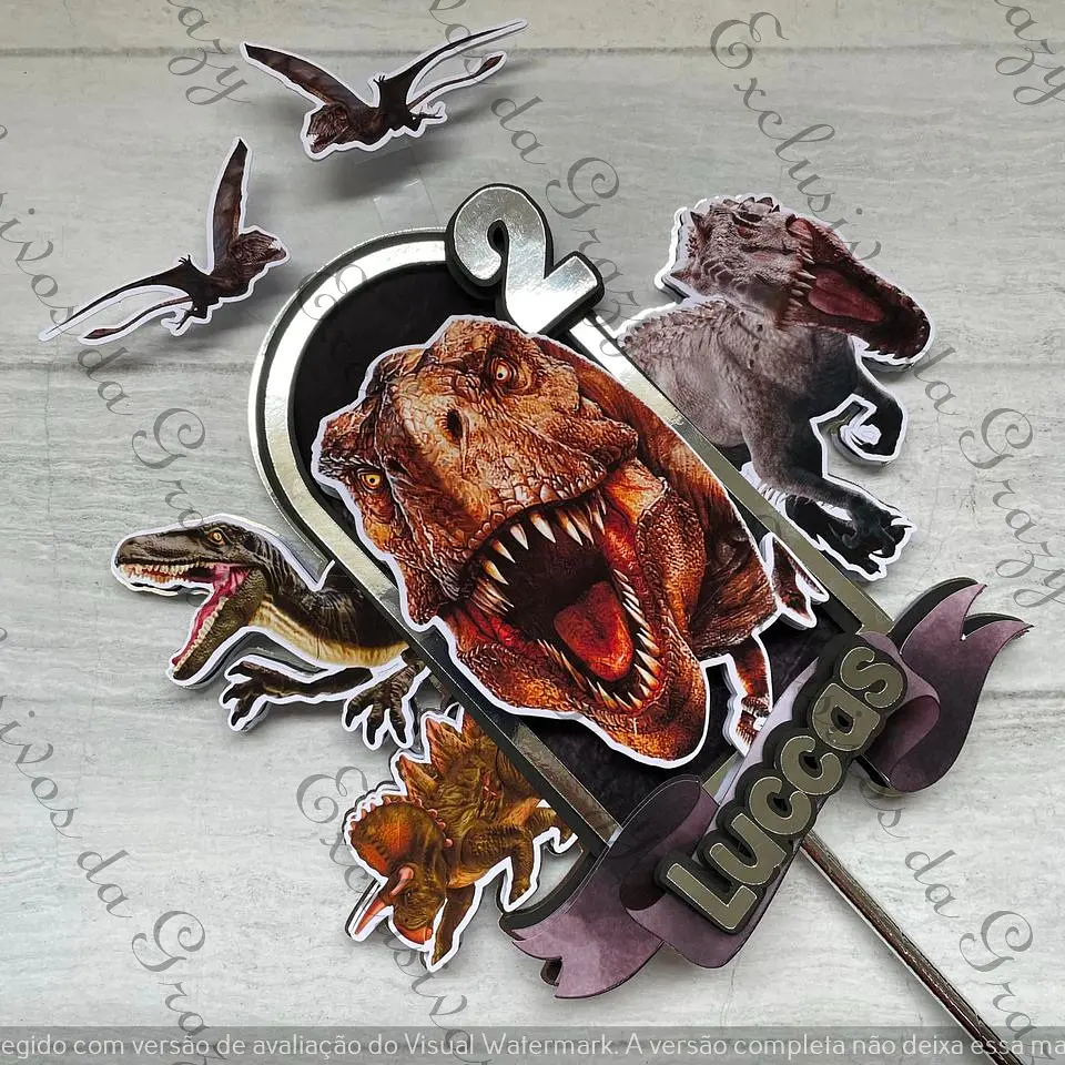 Arquivo de Corte Topo de Bolo Dino Dinossauro 70 1
