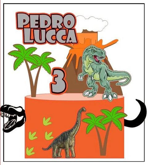 Arquivo de Corte Topo de Bolo Dino Dinossauro 62