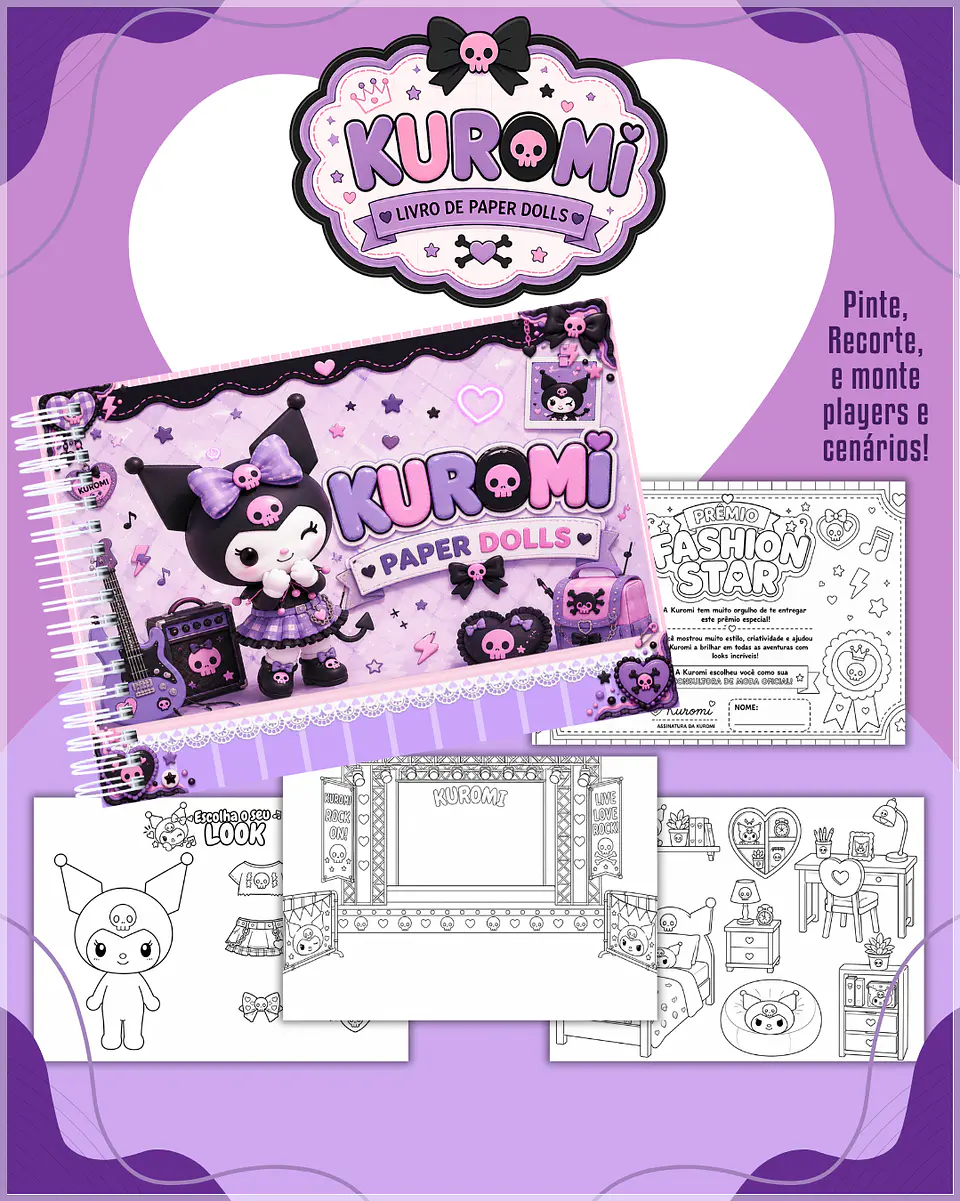 Encadernação - Paper Dolls colorir Kuromi 1