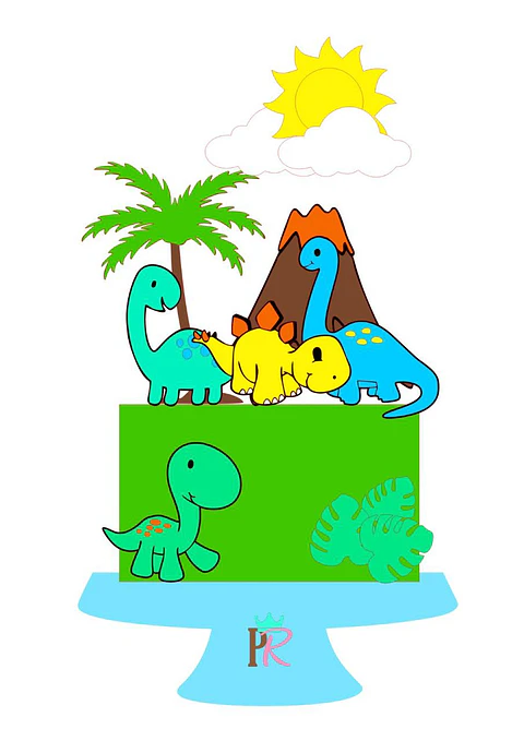 Arquivo de Corte Topo de Bolo Dino Dinossauro 43