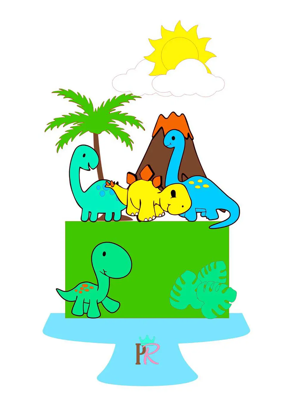 Arquivo de Corte Topo de Bolo Dino Dinossauro 43 1