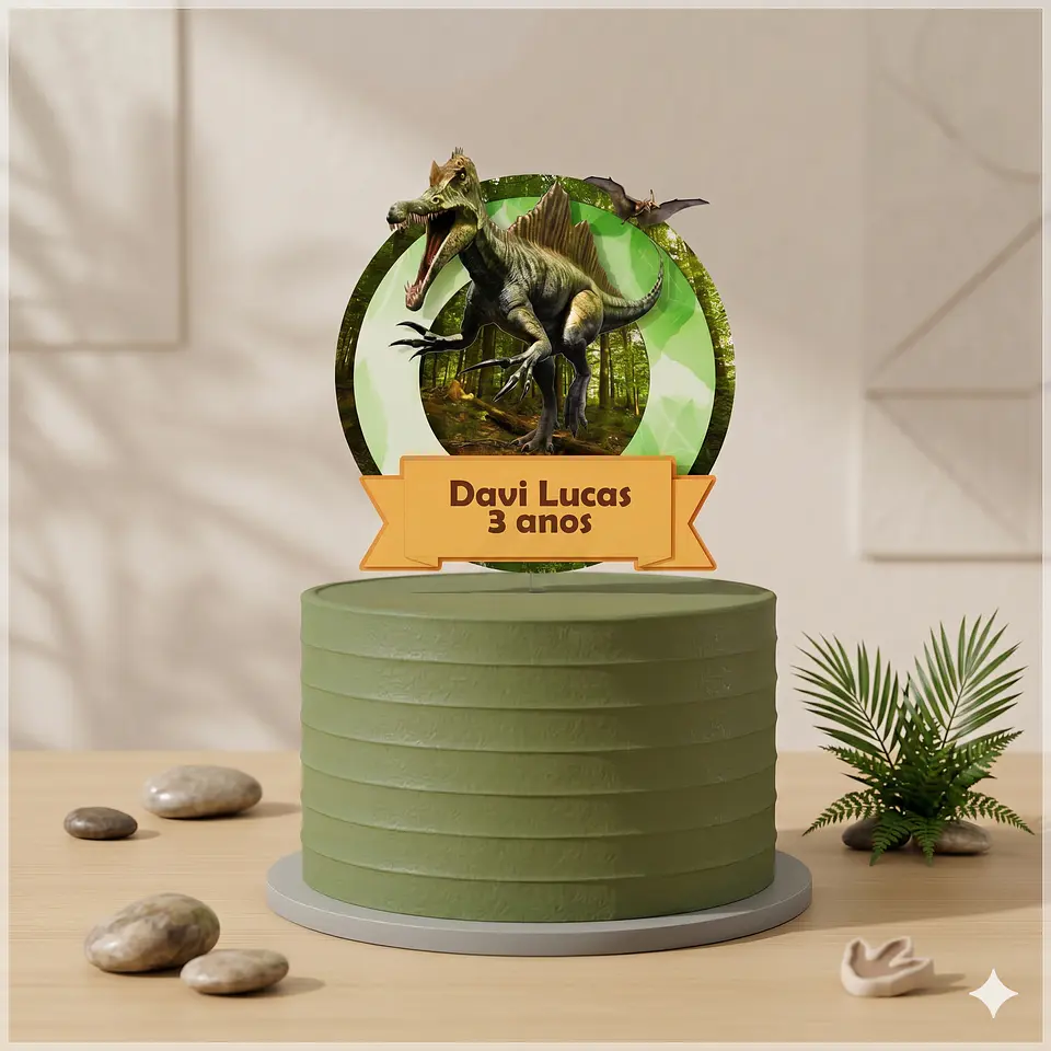 Arquivo de Corte Topo de Bolo Dino Dinossauro 42 1