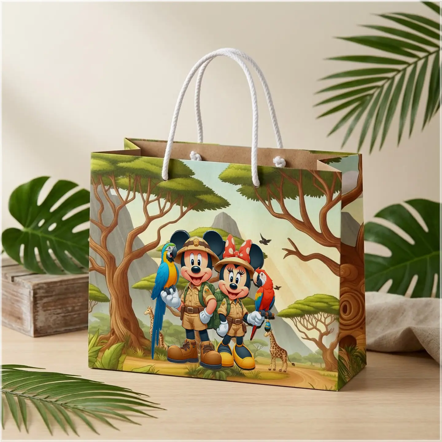 Arquivo de Corte Sacolinha Mickey e Minnie Safari 1