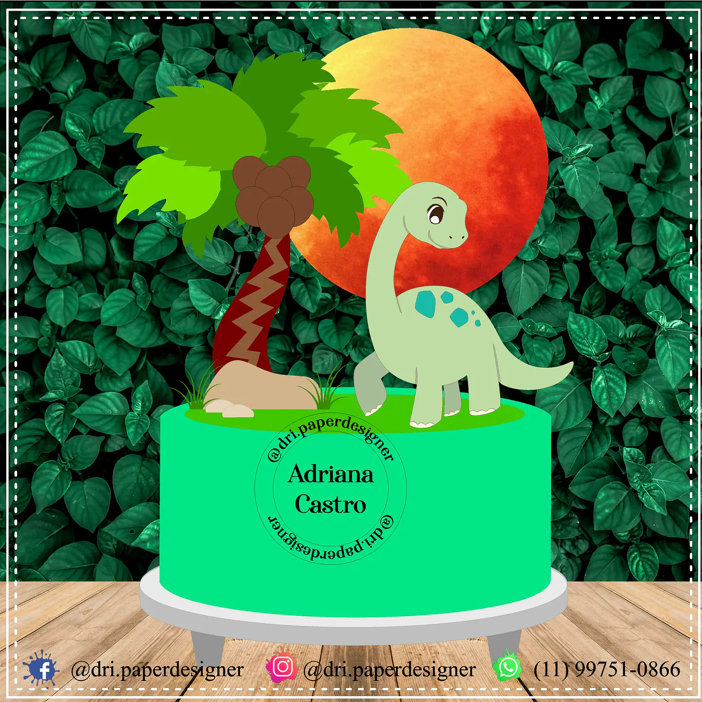 Arquivo de Corte Topo de Bolo Dino Dinossauro 10 1