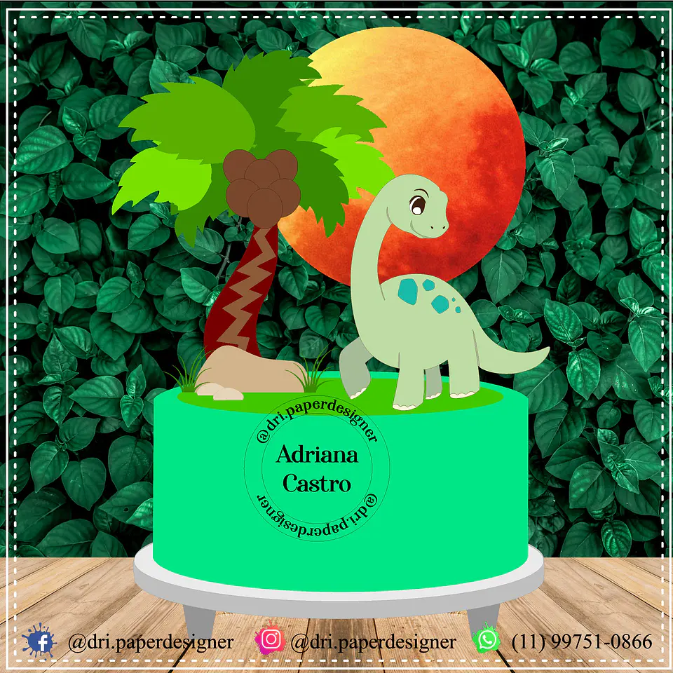 Arquivo de Corte Topo de Bolo Dino Dinossauro 10 1