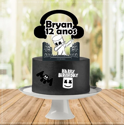 Arquivo de Corte Topo de Bolo DJ Marshmallow 1