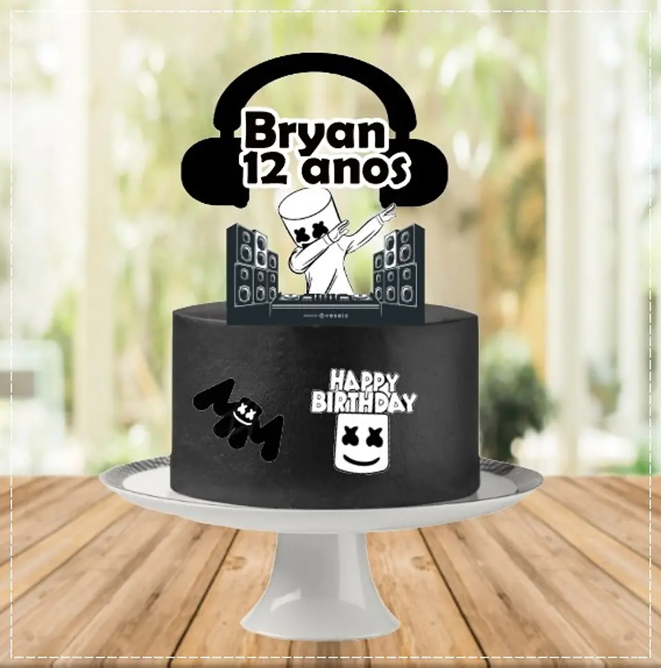 Arquivo de Corte Topo de Bolo DJ Marshmallow 1 1
