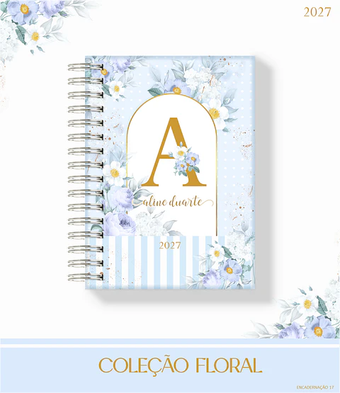 Encadernação - Coleção Enc 17 Floral Azul