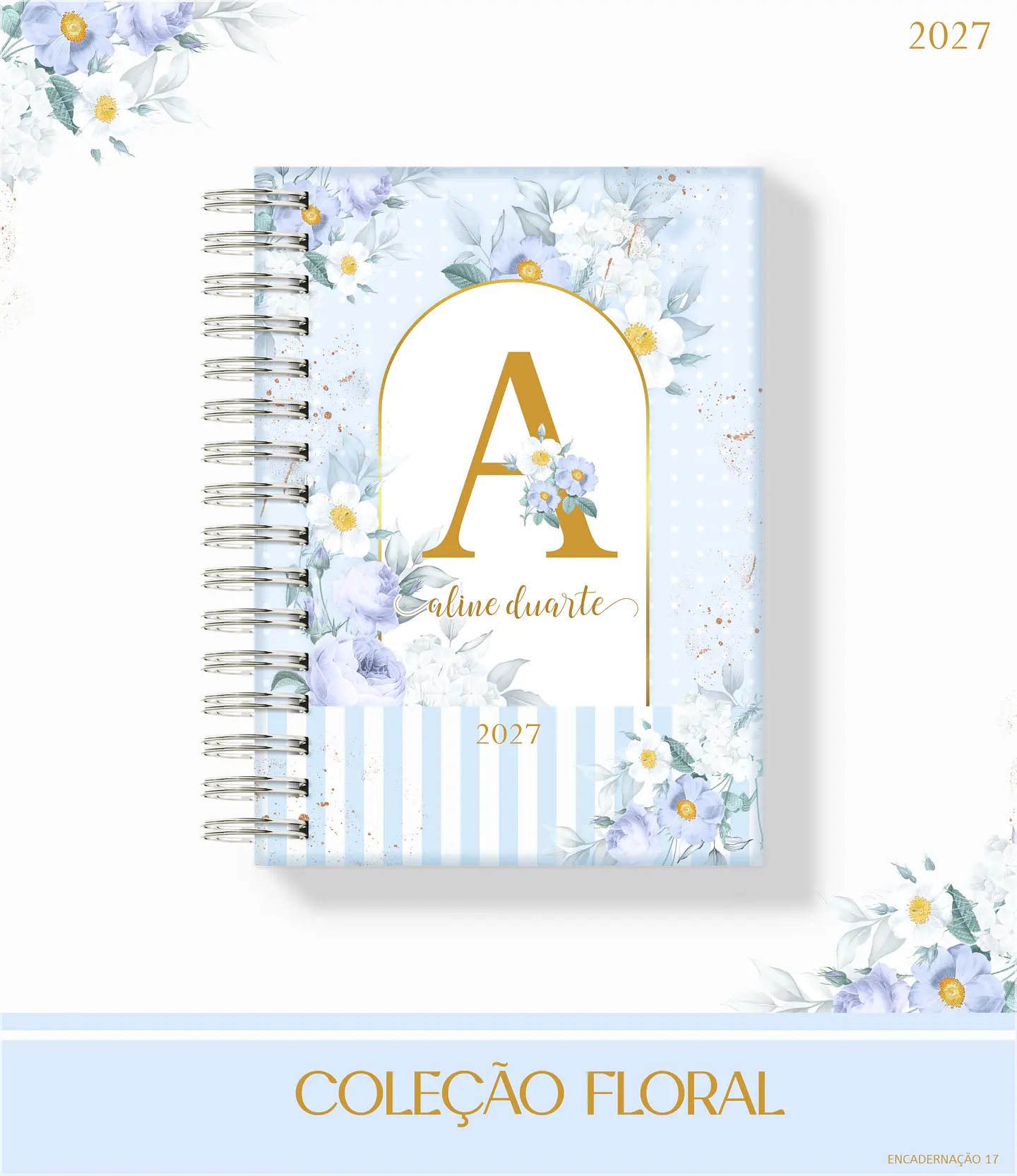 Encadernação - Coleção Enc 17 Floral Azul 1