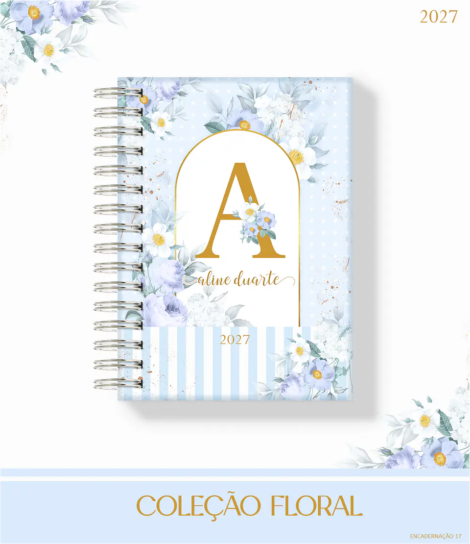 Encadernação - Coleção Enc 17 Floral Azul 1