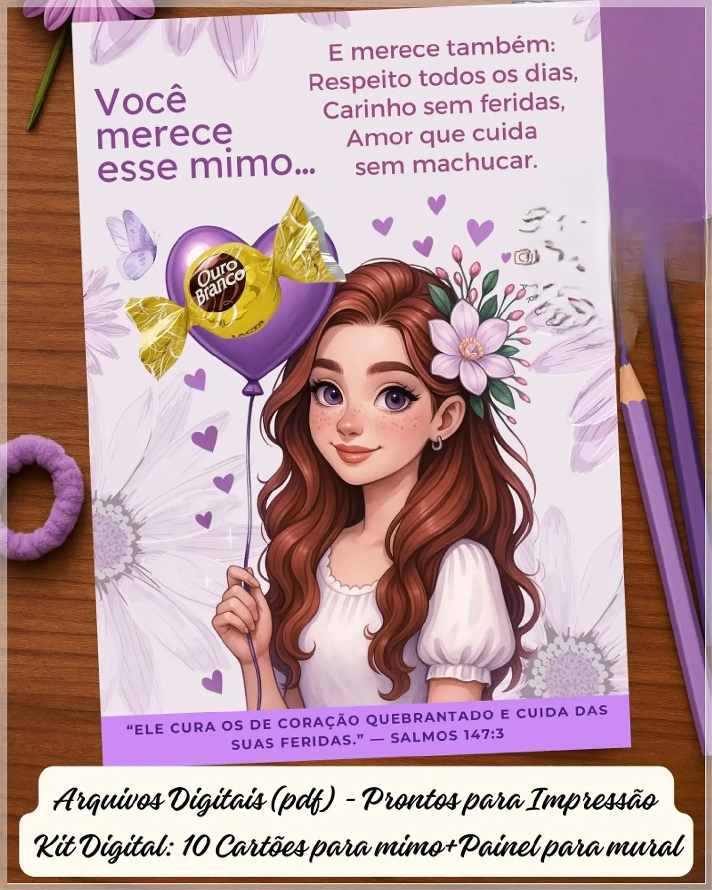 Arquivo de Corte Card Você Merece Agosto Lilás 1