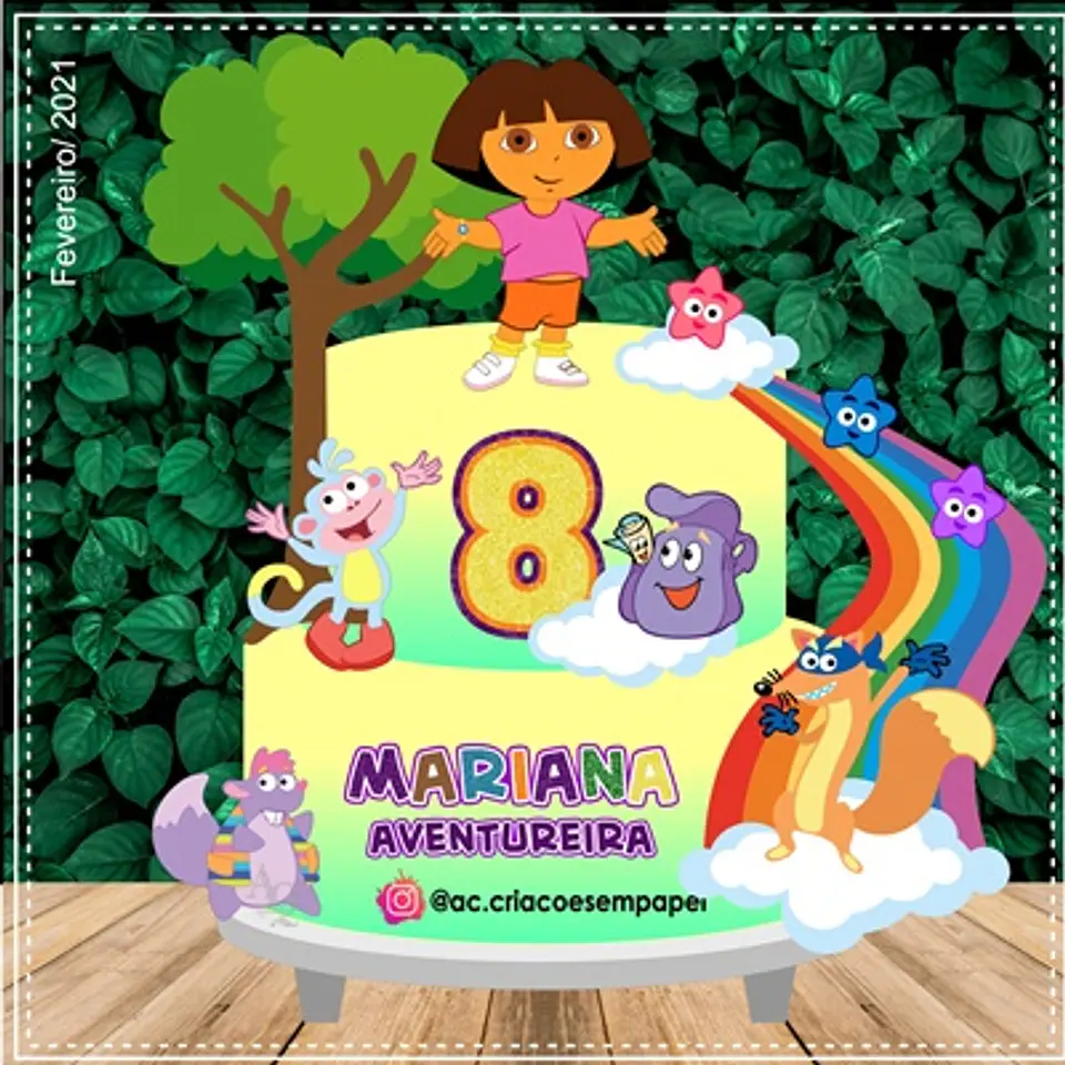 Arquivo de Corte Topo de Bolo Dora Aventureira 6 1