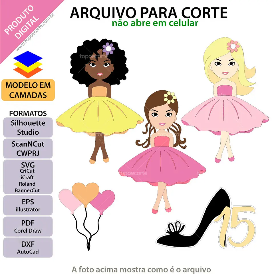 Arquivo de Corte Topo de Bolo Debutante 1 1