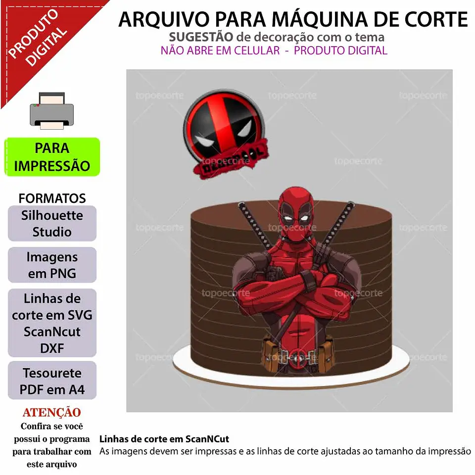 Arquivo de Corte Topo de Bolo Deadpool 1 1