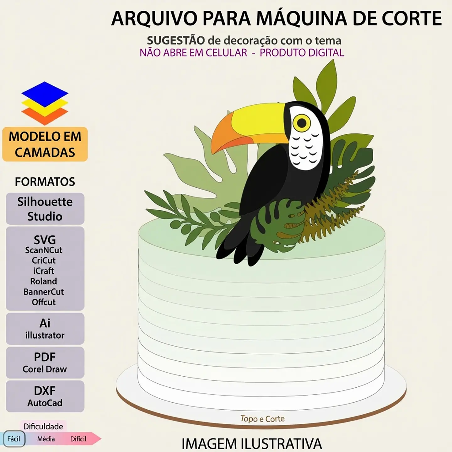 Arquivo de Corte Topo de Bolo Tucano Pássaros 13 1