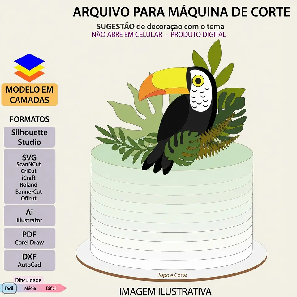 Arquivo de Corte Topo de Bolo Tucano Pássaros 13 1