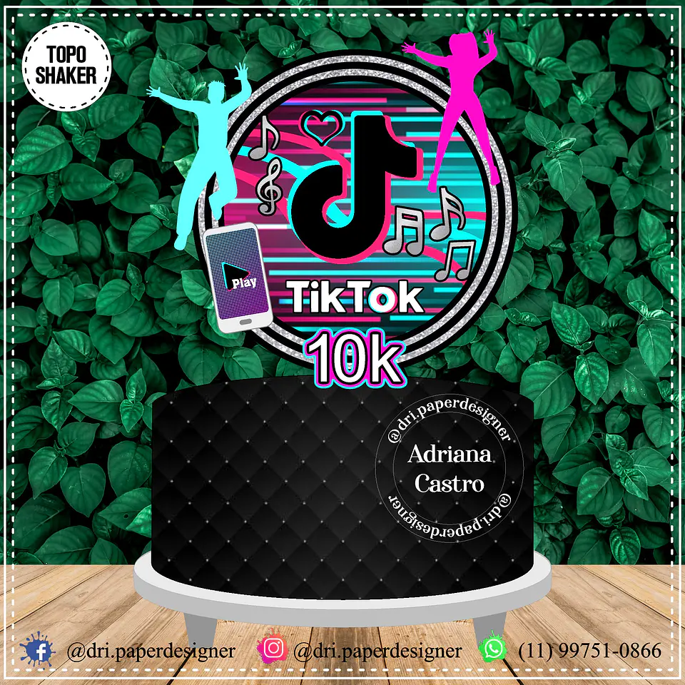 Arquivo de Corte Topo de Bolo TikTok Tik Tok 2 1