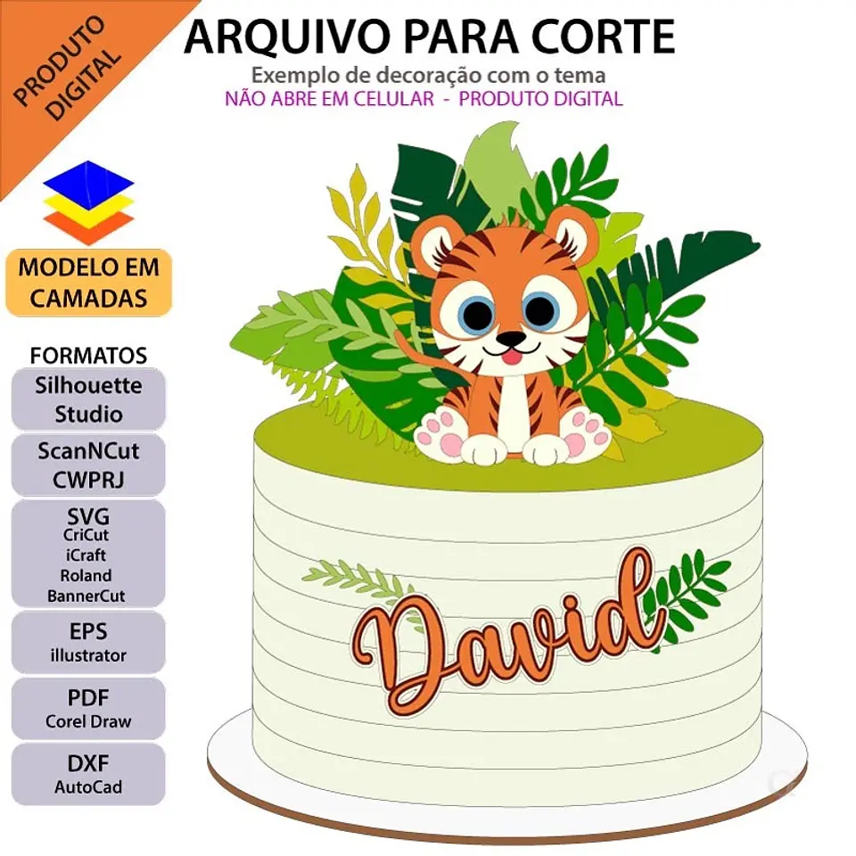 Arquivo de Corte Topo de Bolo Tigre 4 1