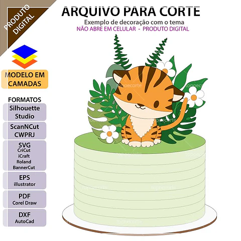 Arquivo de Corte Topo de Bolo Tigre 3