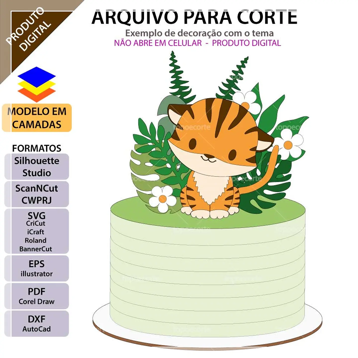 Arquivo de Corte Topo de Bolo Tigre 3 1