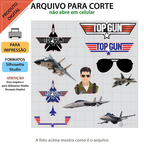 Arquivo de Corte Topo de Bolo Top Gun 1