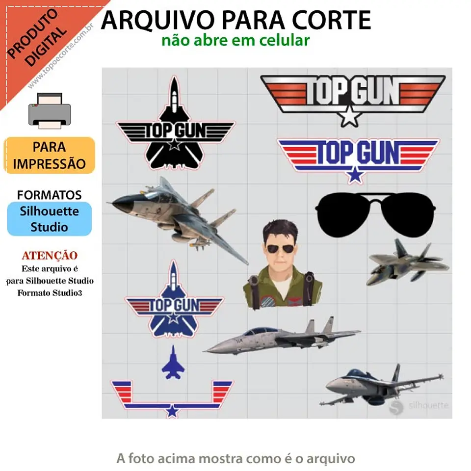 Arquivo de Corte Topo de Bolo Top Gun 1 1