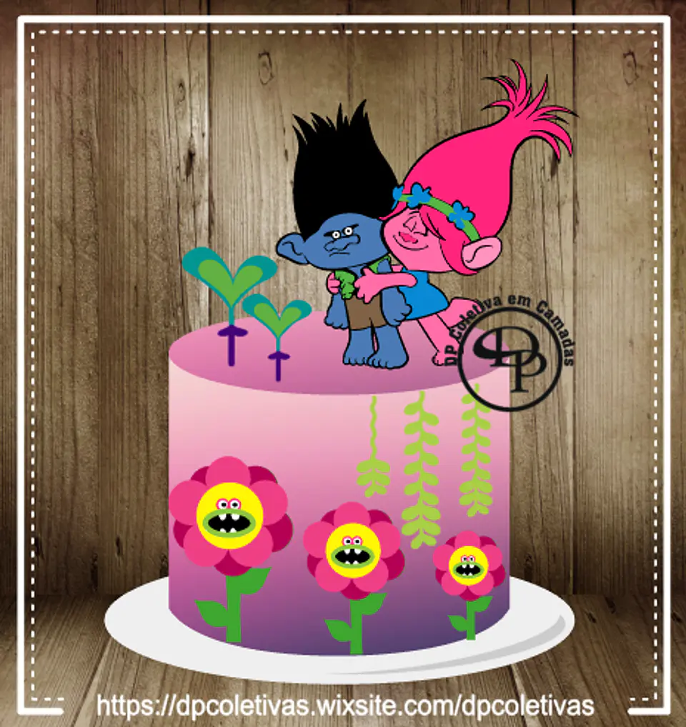 Arquivo de Corte Topo de Bolo Trolls 3 1