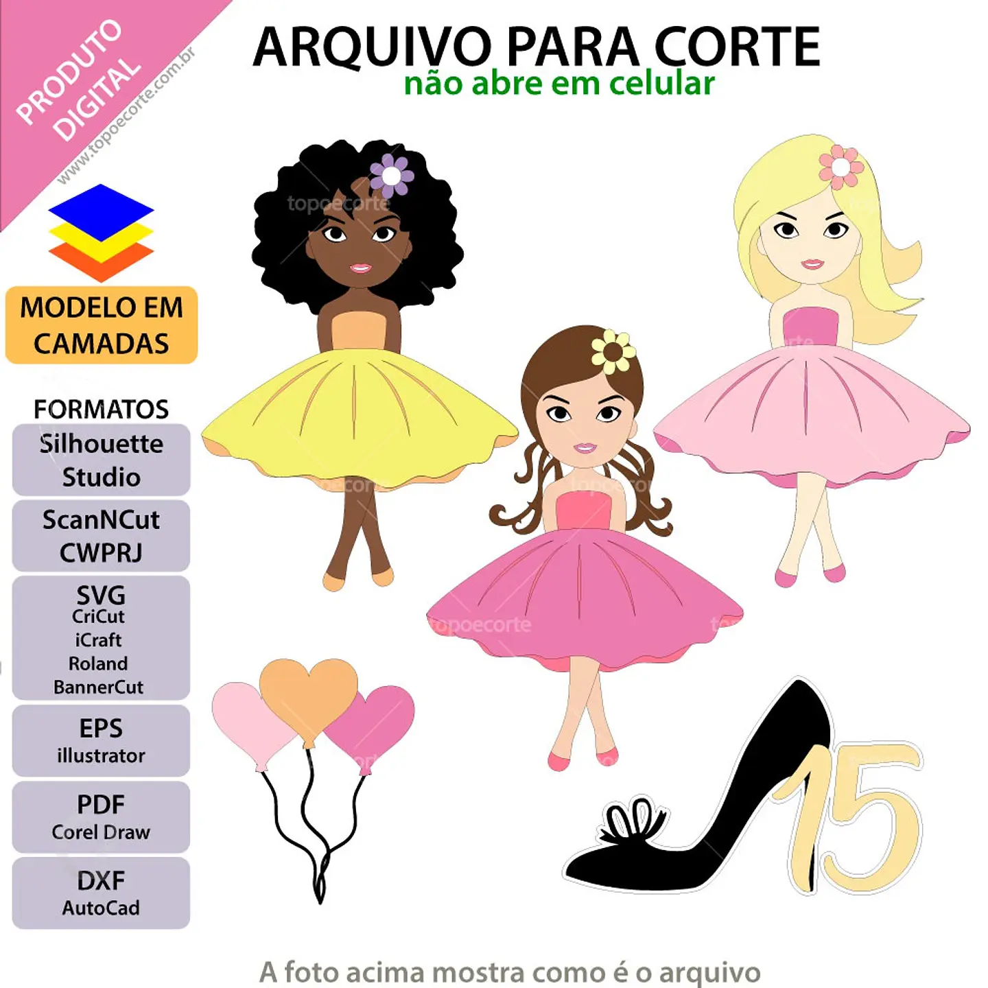Arquivo de Corte Topo de Bolo 15 Anos 23 1