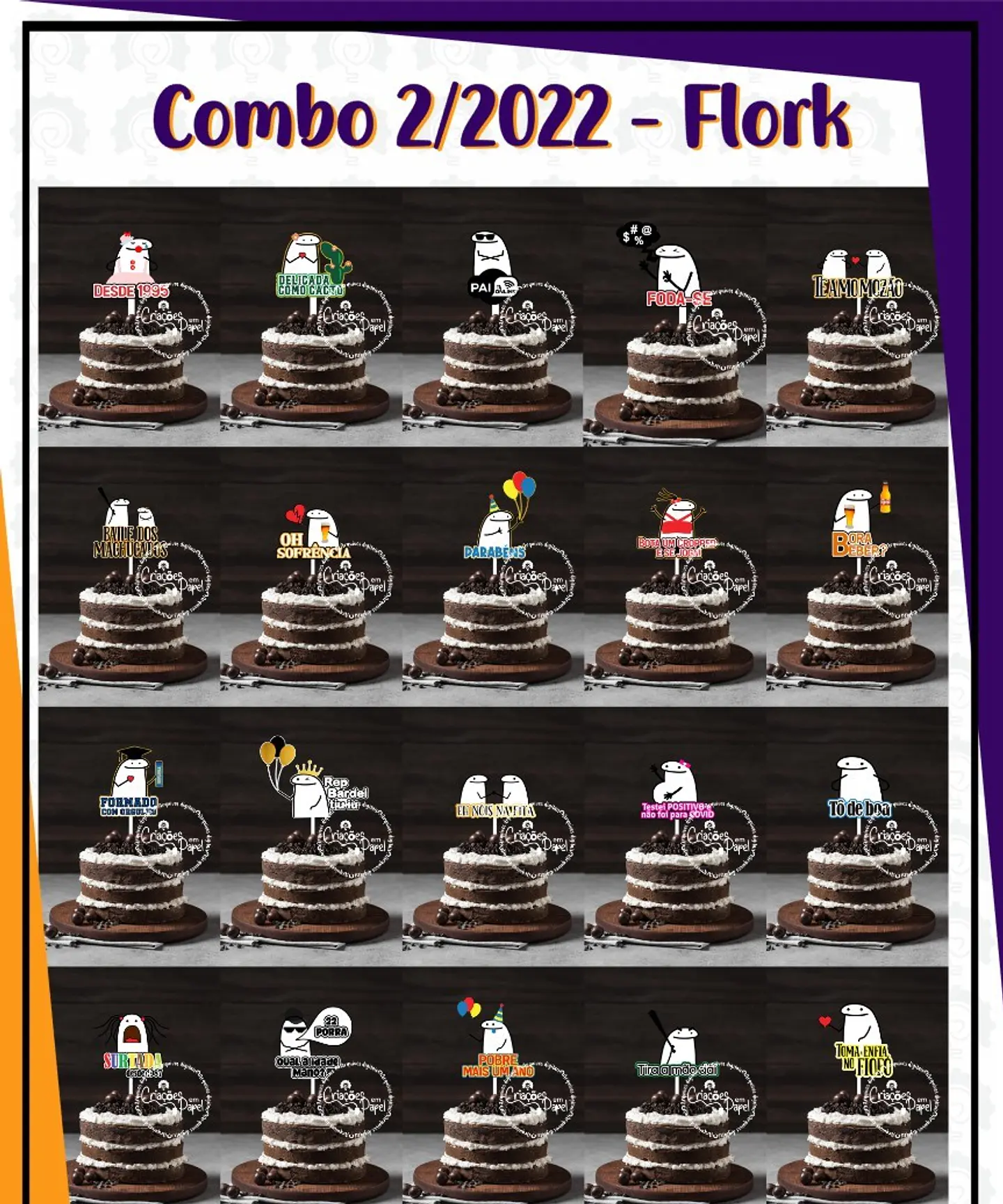Arquivo de Corte Topo de Bolo Flork Combo 1 1