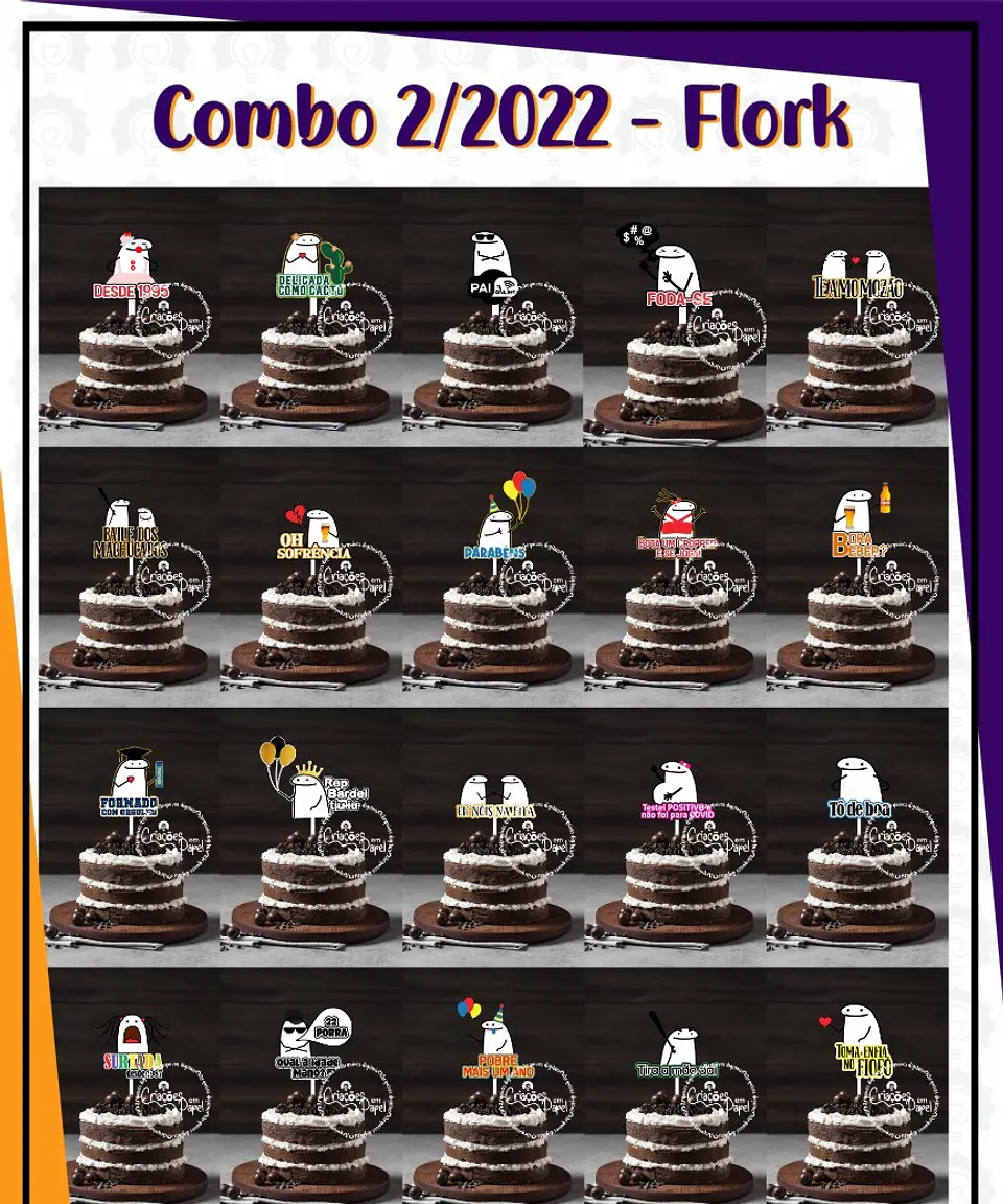 Arquivo de Corte Topo de Bolo Flork Combo 1 1