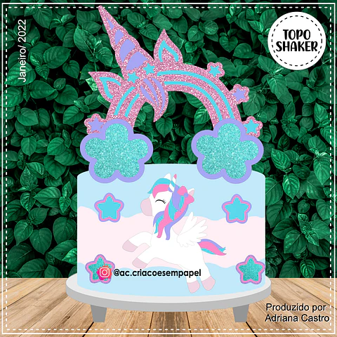 Arquivo de Corte Topo de Bolo Unicórnio 52