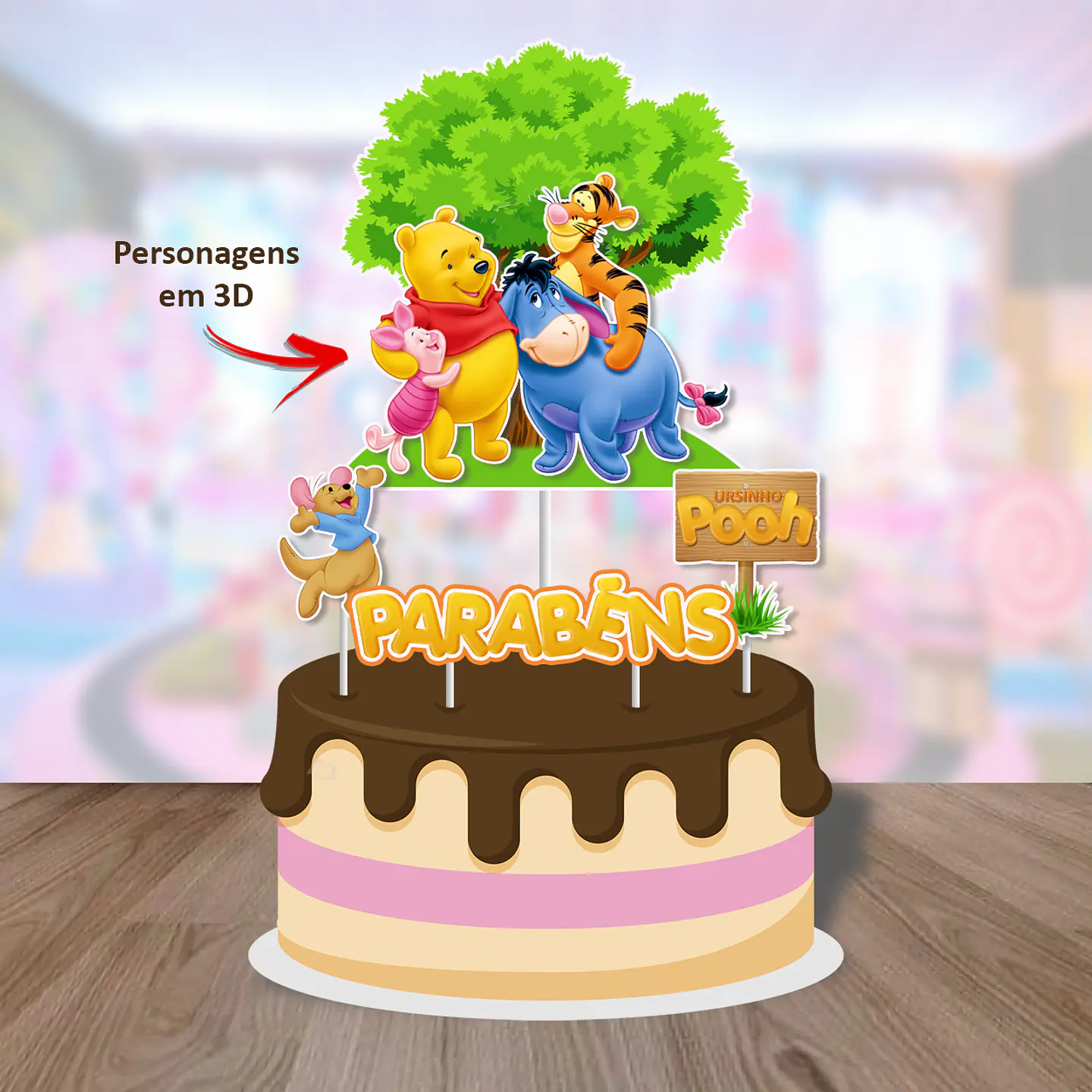 Arquivo de Corte Topo de Bolo Ursinho Pooh 5 1