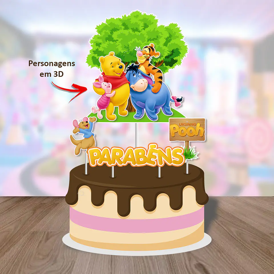 Arquivo de Corte Topo de Bolo Ursinho Pooh 5 1