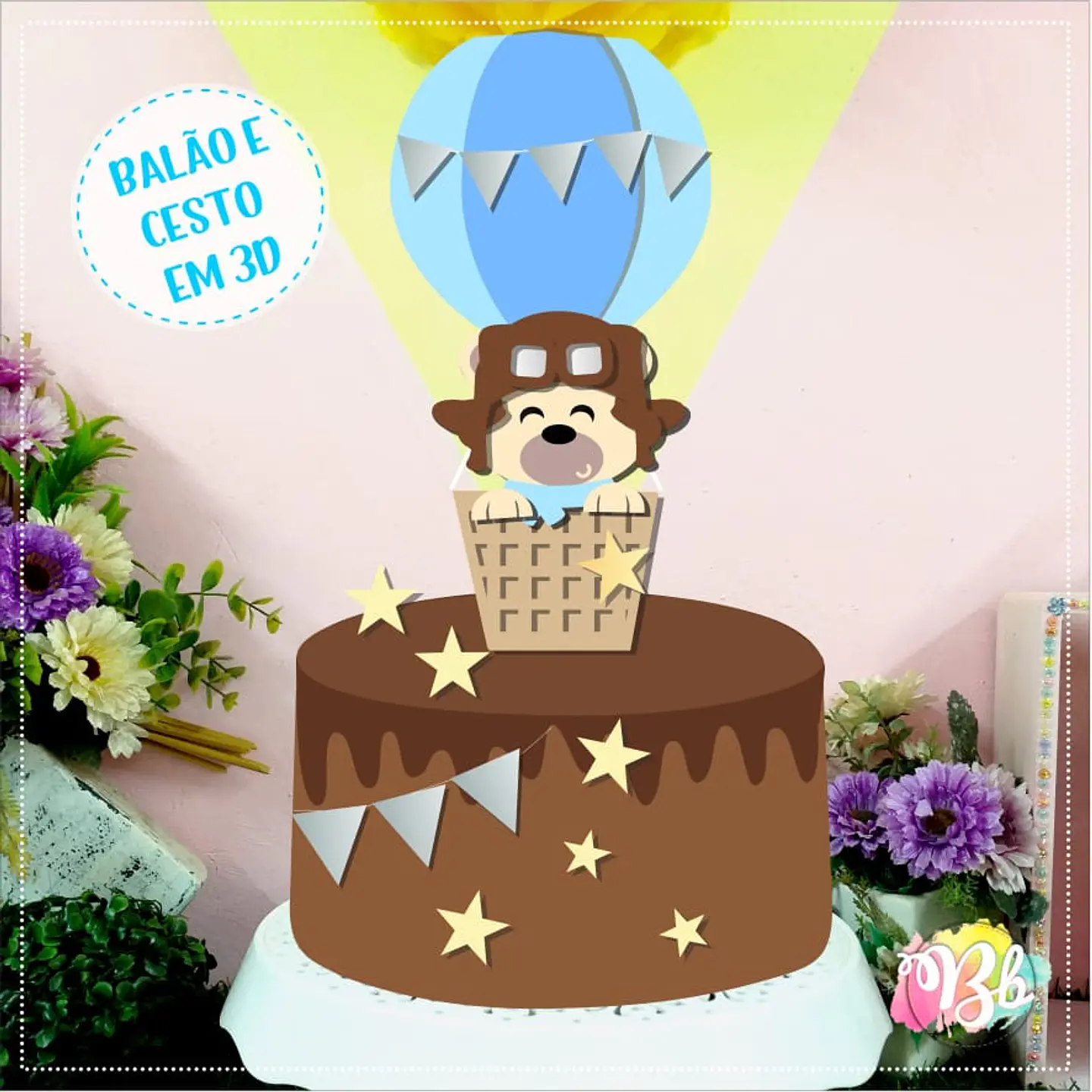 Arquivo de Corte Topo de Bolo Ursinho Baloeiro 13 1