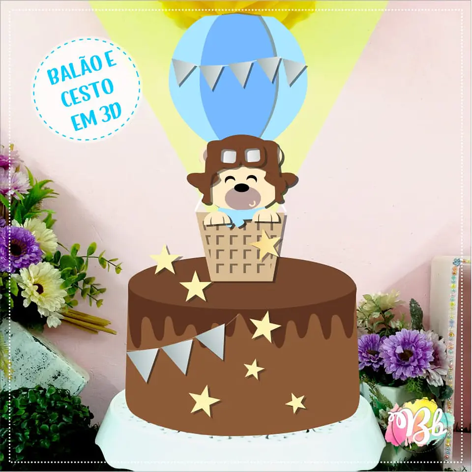Arquivo de Corte Topo de Bolo Ursinho Baloeiro 13 1