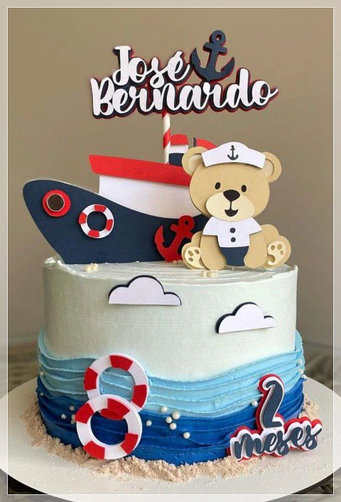 Arquivo de Corte Topo de Bolo Ursinho Marinheiro 7