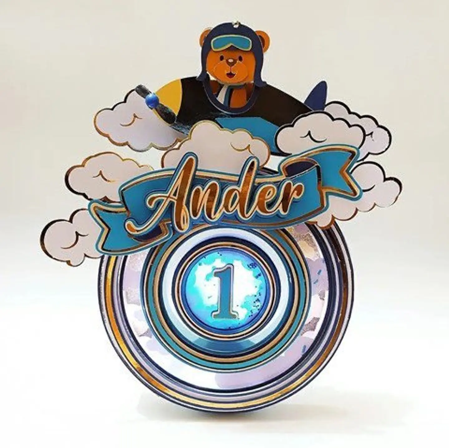 Arquivo de Corte Topo de Bolo Ursinho Aviador 11 1