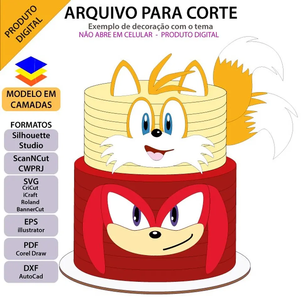 Arquivo de Corte Topo de Bolo Sonic 18 1