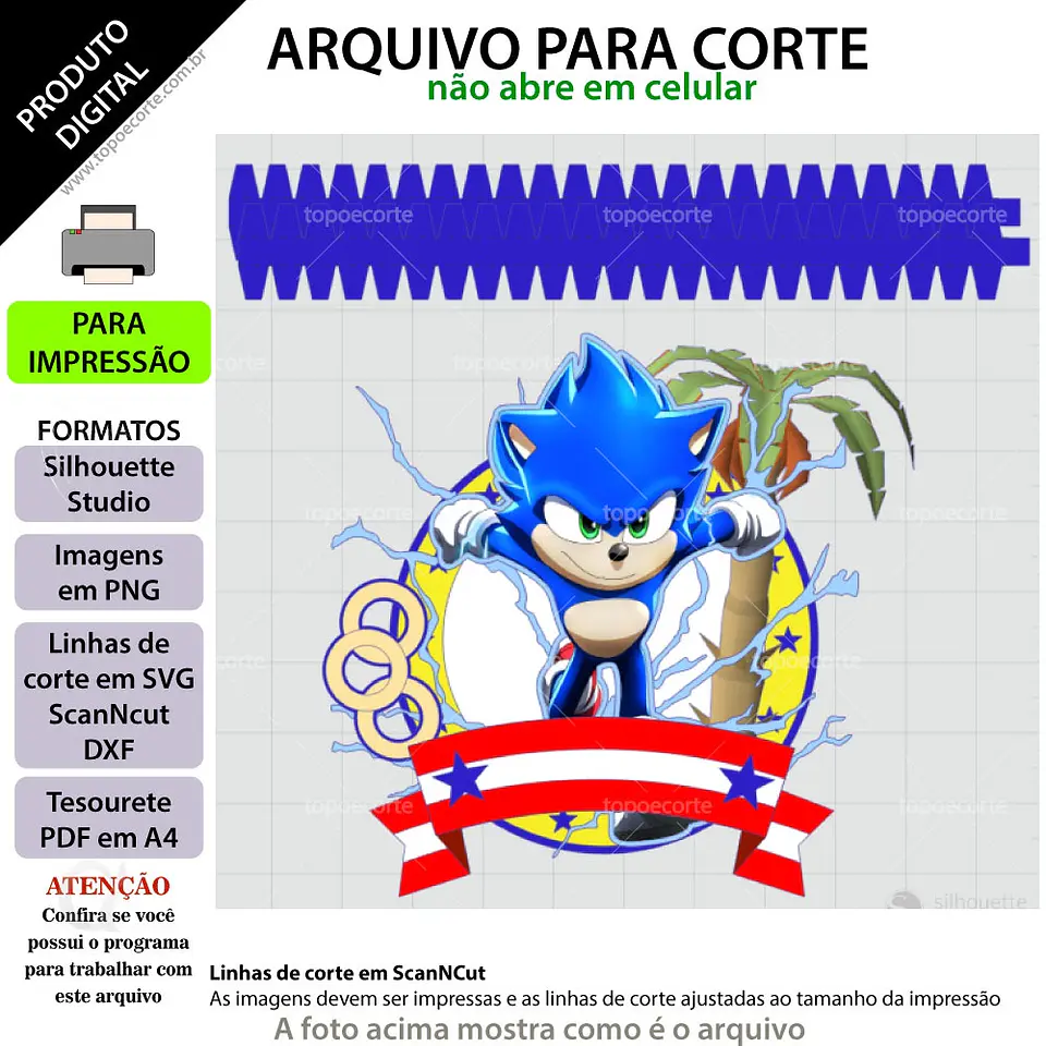 Arquivo de Corte Topo de Bolo Sonic 17 1