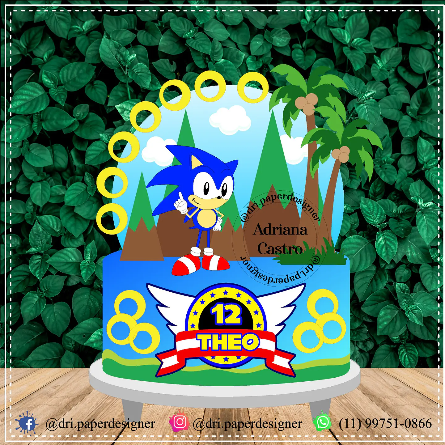 Arquivo de Corte Topo de Bolo Sonic 4 1