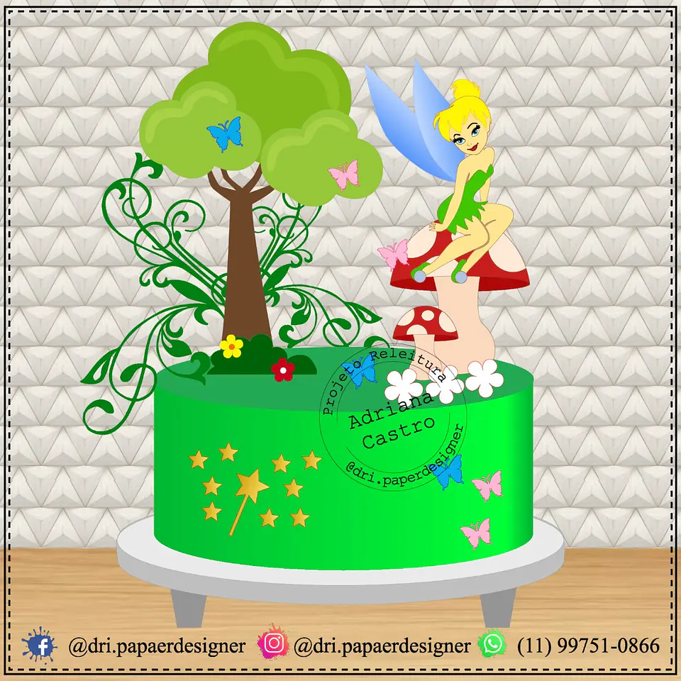 Arquivo de Corte Topo de Bolo Sininho - Tinkerbell 8 1