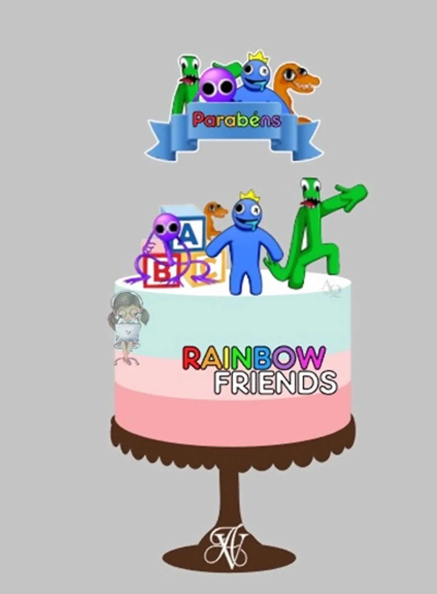 Arquivo de Corte Topo de Bolo Rainbow Friends 3 1