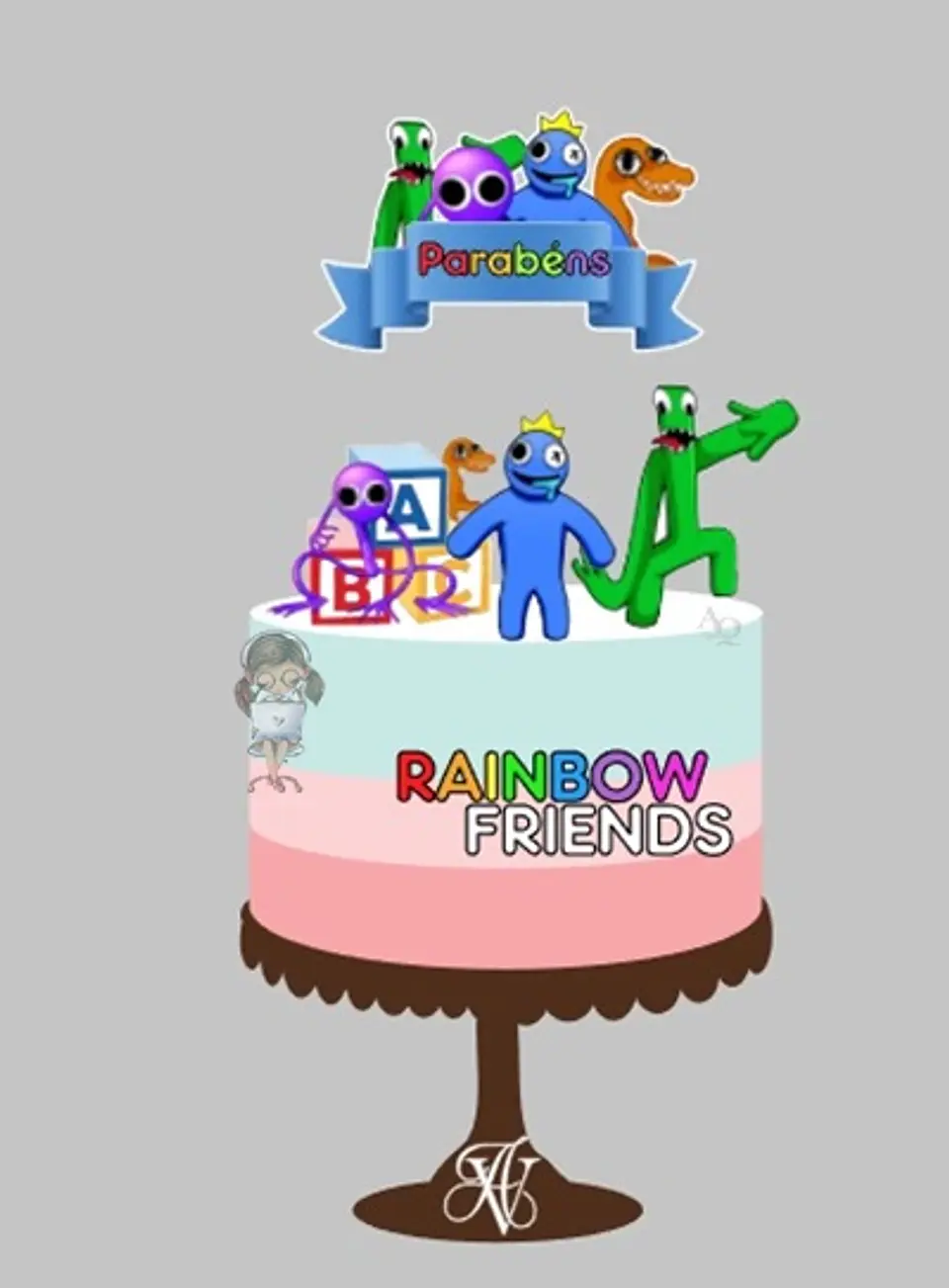 Arquivo de Corte Topo de Bolo Rainbow Friends 3 1